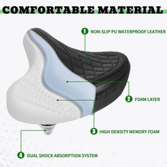 Ergonomic Retro Double Springer Cushion Comfortable Extra Wide Cruiser Bike Seat