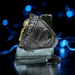 PREMIUM 2026 FANTASY FOOTBALL CHAMPIONSHIP RING Gunmetal Black Green Stones sz10