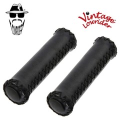 LOWRIDER Bicycle Grips Long 131mm Artificial Leather Bike Black (22.2m) Diameter