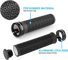 Ergonomic Rubber Bicycle Handlebar MTB Mountain Bike Grips Cycling Lock-On Ends
