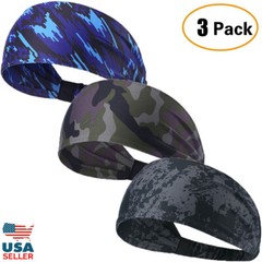 3 Pack Workout Headbands Sweat Bands Sports Bands for Running Cycling Basketball