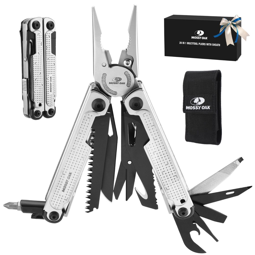 MOSSY OAK Multitool, 20-in-1 Stainless Steel Multi Tool Pliers Self-locking
