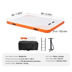 VEVOR Inflatable Floating Dock 8x6FT Inflatable Dock Platform Mat with Ladder