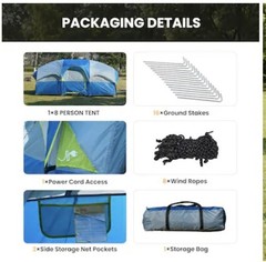 8 Person Family Camping Tent, Coated Polyester with Sealed Seams & Tent Fly,…