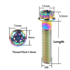 Titanium Bolt M6x10 15 20 25 30 35 40 45 50mm T30 Torx Head Flange Screw