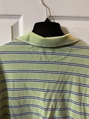 Chaps Men Short Sleeve Polo Pullover Shirt XL Green Blue Stripes