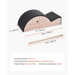 Uimoso Pilates Spine Corrector Arc for Fitness and Spine Stretching, Rubber Wood