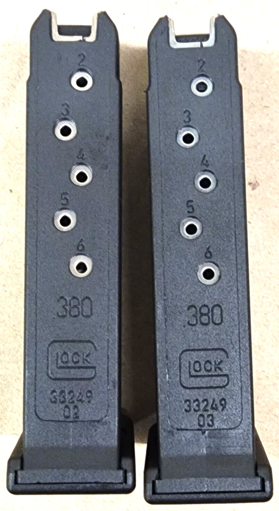 2 PACK Glock 42 Factory NEW Pistol Magazine Metal Lined G42 .380 6 Round MF42006