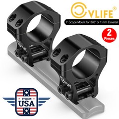 2 Piece Rifle Scope Mount Ring 1 Inch Medium Profile 3/8&Prime; or 11mm Dovetail Rails