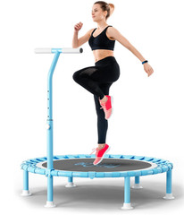 Mini Trampolín Fitness 40&Prime; Plegable con Barra Ajustable, Soporta 330 lb