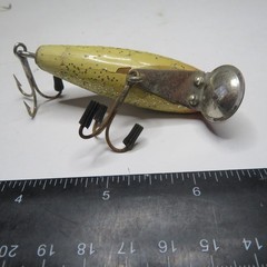FISHING LURE UNKNOWN 2¾ » VTG WOOD MINNOW GLASS EYES SILVER FLASH