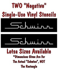 TWO Vintage Style Schwinn Vinyl Paint Stencils (« Negative ») – Many Sizes