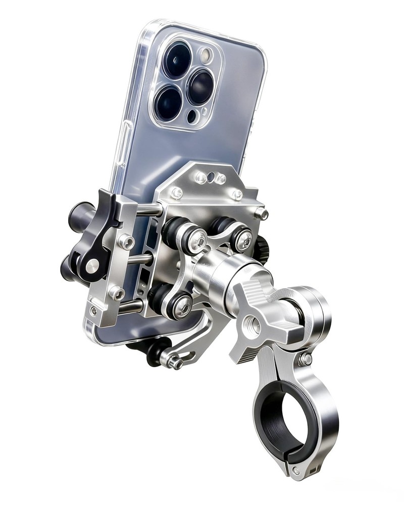 Motorcycle Phone Mount with Vibration Dampener, Aluminum Alloy Bike Phone Hol…