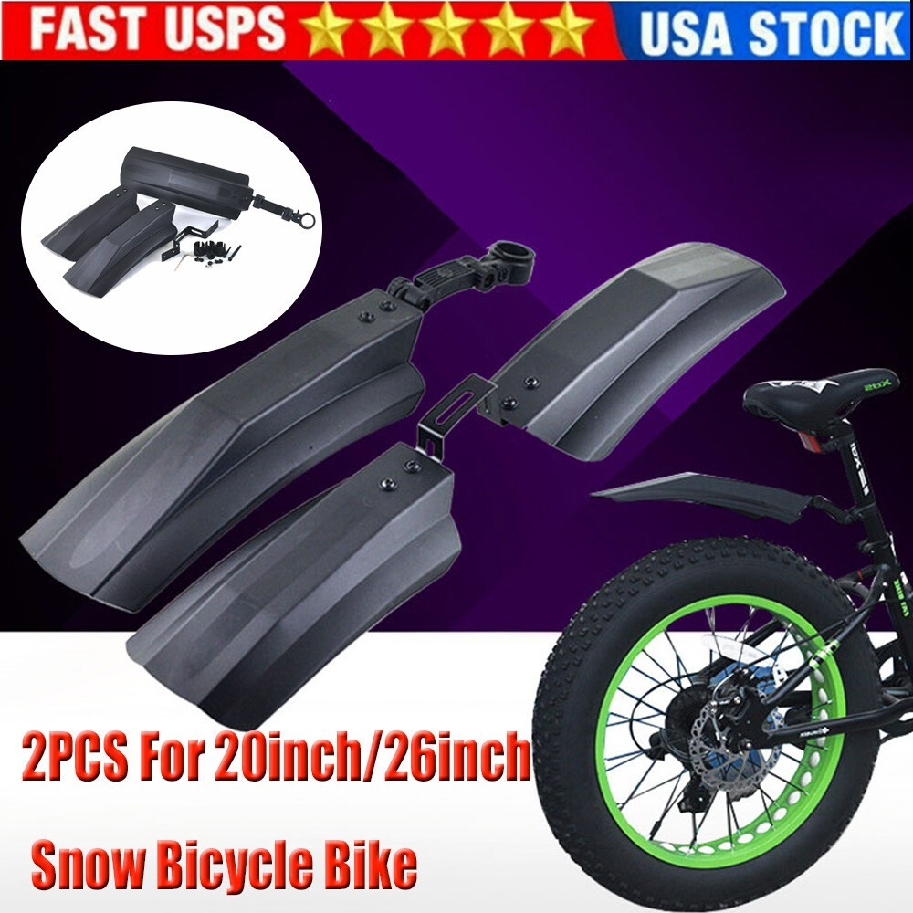 2PCS 20inch/26inch for Fat Tire Snow Bike Bicycle Front&Rear Mud Guard Fenders