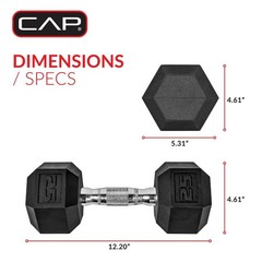 Set of 2 CAP Barbell Rubber-Coated Hex Dumbbells