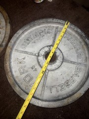 45 lbs YORK Capital LETTER Barbell Mill Marks Olympic Weights Iron Vintage Steel