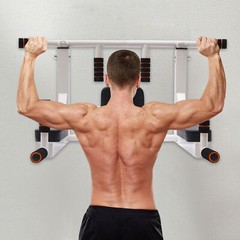 Wall Mount Chin Up Bar Power Pull Up Home Gym Fitness Dip Station Equipment
