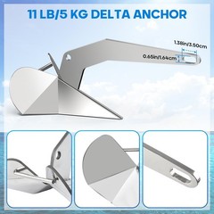 FUCNEN Delta Anchor 316 Stainless Steel Boat Anchor 11 lb/5kg Triangular Plow