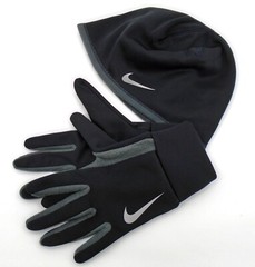Nike Therma-FIT Hat and Gloves Set Adult Men&rsquo;s S/M Running Black/Silver