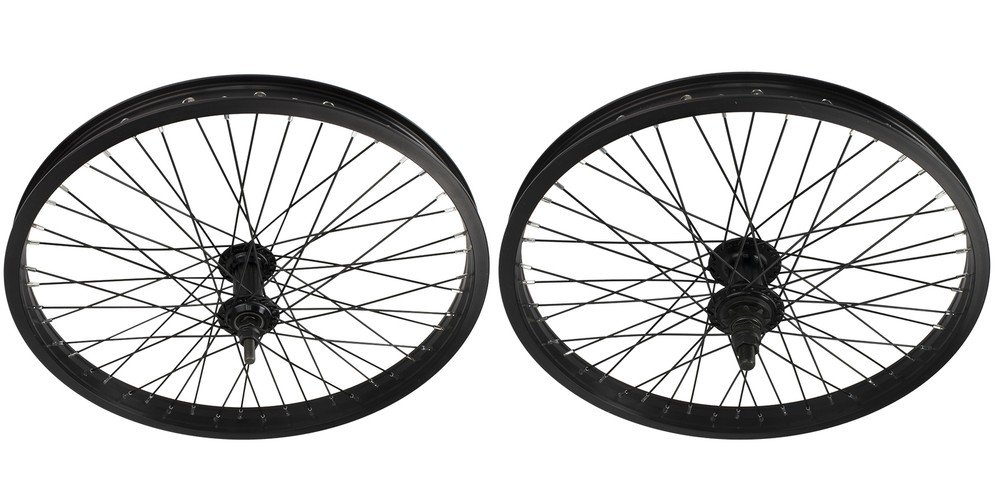 20&Prime;x2.125 BMX BIKE ALLOY Front OR 9T Cog Rear Wheel 48 Spoke Sealed Bearing Blac