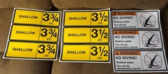 Swimming Pool Depth Marker Sticker No Diving Adhesive Pool Safety Marker 4 Piece
