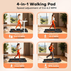 4-in-1 Walking Pad Treadmill with Speaker, 6.2MPH, 350LB Capacity, 12 HIIT Progr