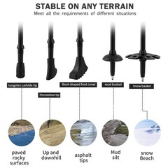 2x Trekking Poles Nordic Walking Hiking Sticks Anti-shock Adjustable Alpenstock