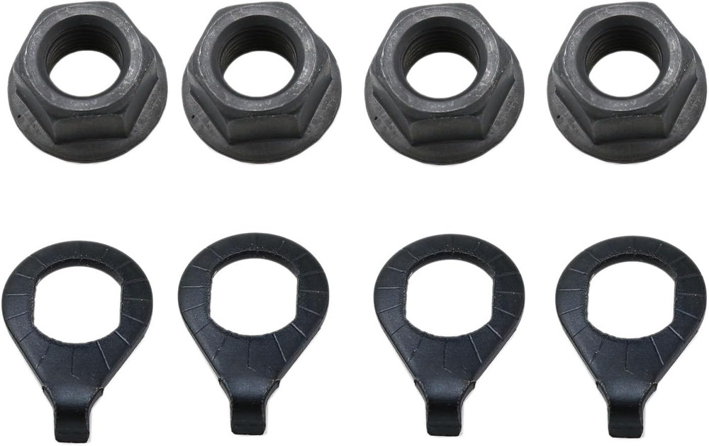 -Bicycle Hub 3/8 Inch Black Flange Shaft Nut Kits, with Front and Rear Bicycle W