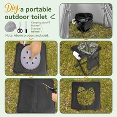 Portable folding stool with dual storage pockets and side pockets Compact adu…