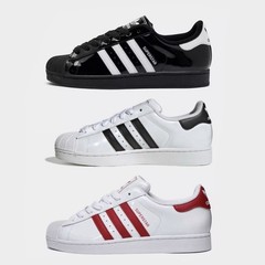 ADIDAS Superstar II Black White Red Patent Leather JR7313 Men&rsquo;s sz 8-13
