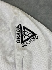 Gracie Jiu-Jitsu Gi Jacket Kimono Top M Medium White Mens 100% Cotton Jiu Jitsu