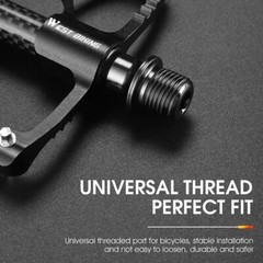 WEST BIKING 3 Sealed Bearings Carbon Fiber Axle Bike Bicycle Pedals 9/16&Prime; Silver